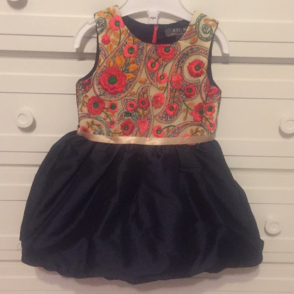 Navy blue dress with beautiful flower detail top - Picture 2 of 4